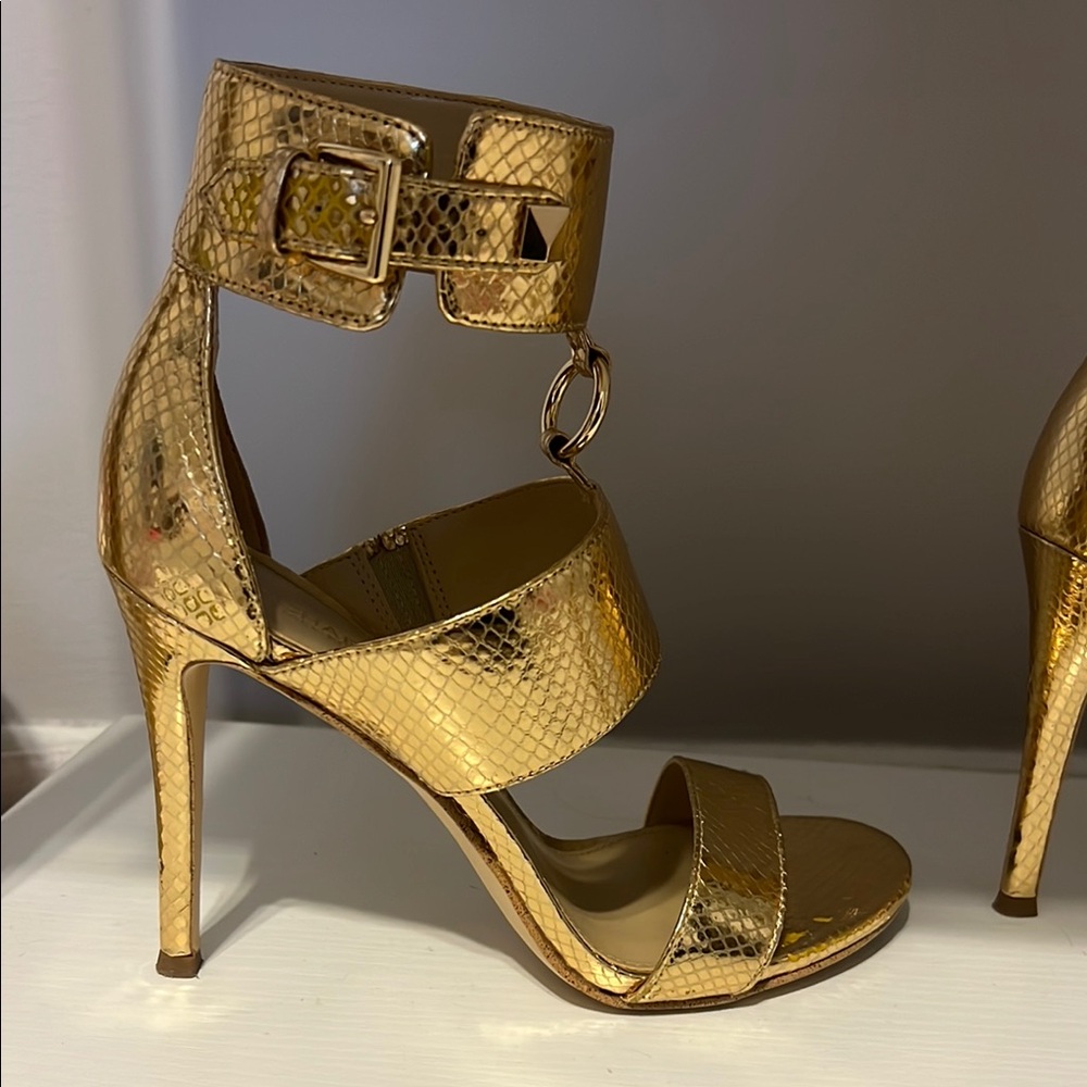 Michael Kors Gold Stiletto Heels with Ankle Strap